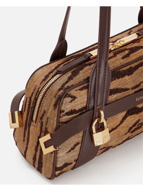 TIGER PRINT TOP HANDLE BAG ELISABETTA FRANCHI | BS11A62E2470 cammello